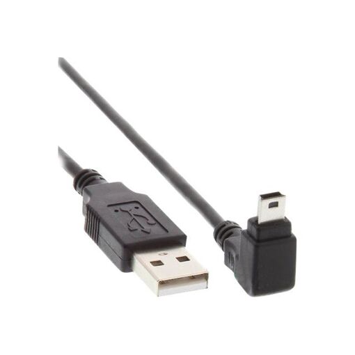 INTOS ELECTRONIC InLine USB Cable - 2m, 90° Angle Connector, Black