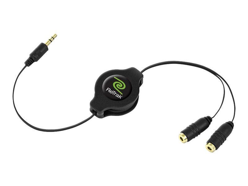 ReTrak EUCABLESPLIT - Répartiteur audio - mini-phone stereo 3.5 mm mâle pour mini-phone stereo 3.5 mm femelle - 1 m - rétractable