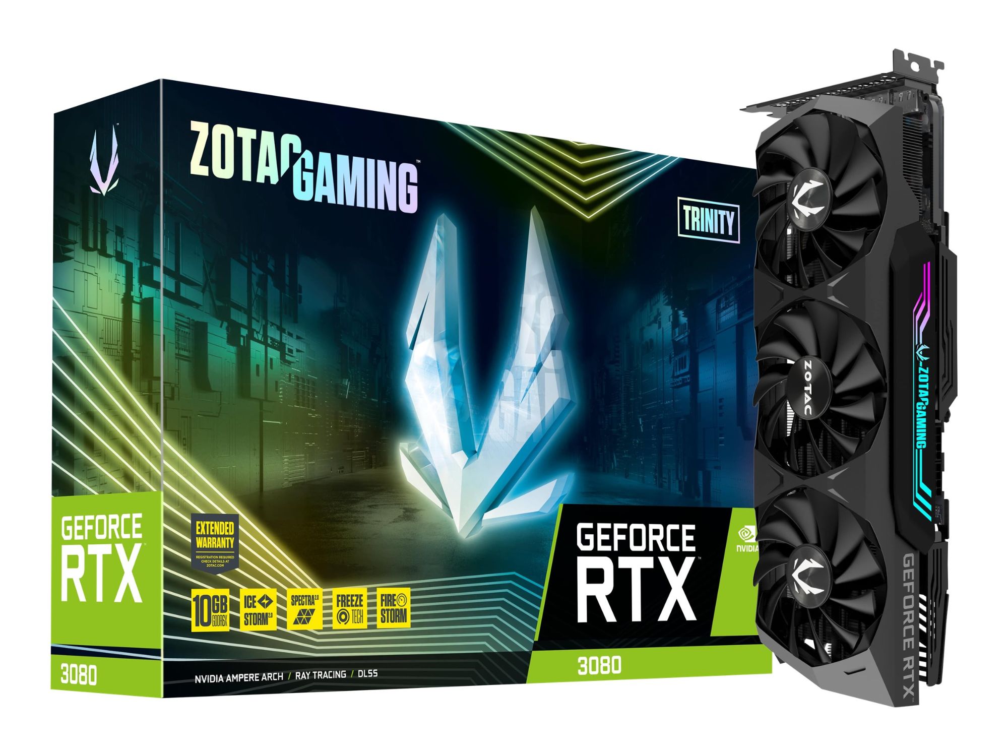 ZOTAC GAMING GeForce RTX 3080 Trinity - Carte graphique - GF RTX 3080 - 10 Go GDDR6X - PCIe 4.0 - HDMI, 3 x DisplayPort