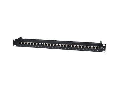 Intellinet Platine de brassage CAT5e blindée, 24 ports, FTP, 1U, blocs de terminaison à impact à angle droit à accès par le haut - Tableau de connexions - CAT 5e - STP - RJ-45 X 24 - noir - 1U -...