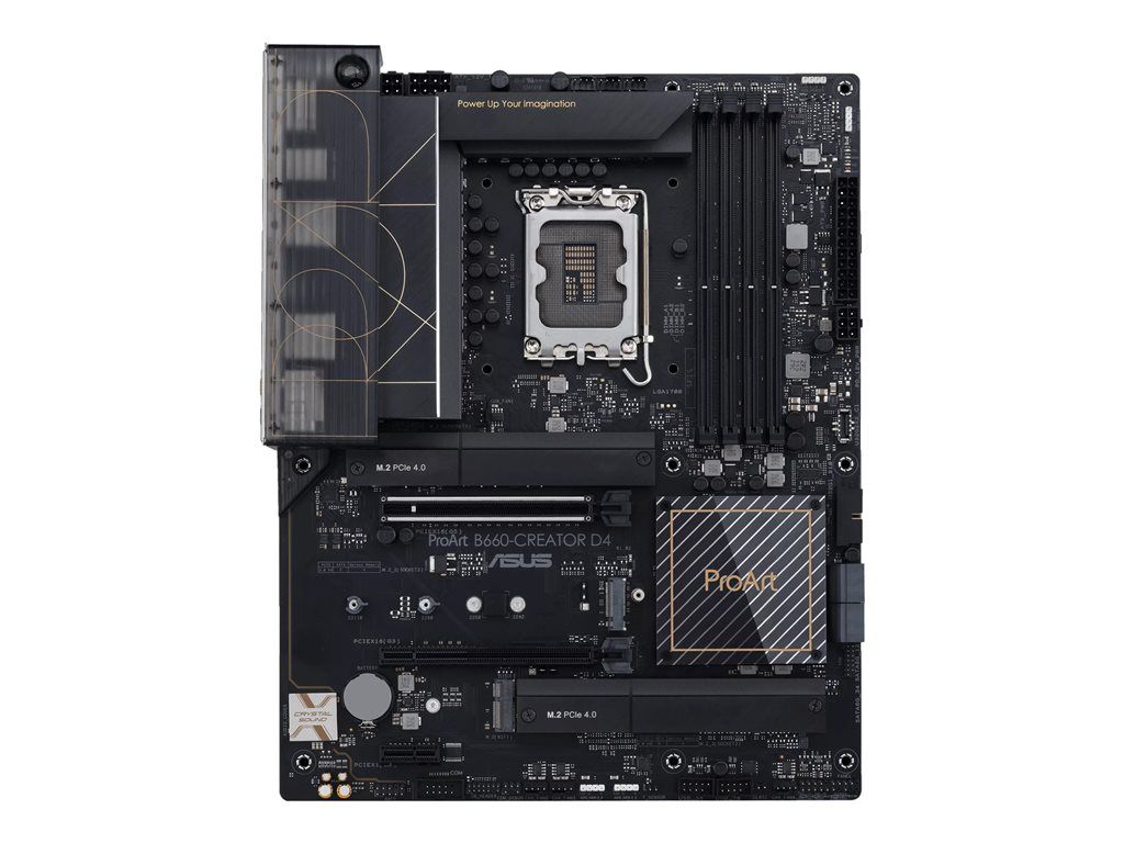 ASUS ProArt B660-CREATOR D4 - Carte-mère - ATX - Socket LGA1700 - B660 Chipset - USB 3.2 Gen 2, USB-C 3.2 Gen 2x2, USB 3.2 Gen 1 - Gigabit LAN, 2.5 Gigabit LAN - carte graphique embarquée (unité centrale requise) - audio HD (8 canaux)