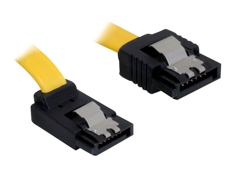 Delock Cable SATA - Câble SATA - Serial ATA 150/300 - SATA (F) pour SATA (F) - 30 cm - verrouillé, connecteur d'angle, connecteur droite - jaune
