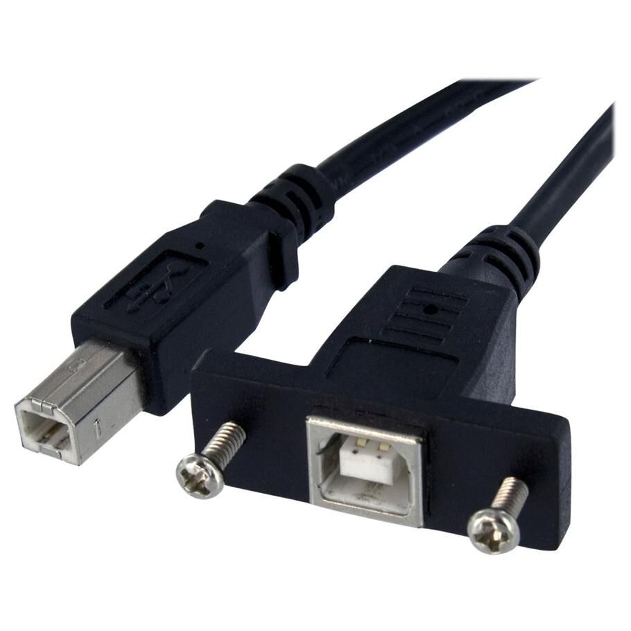 StarTech.com Cable USB 30 cm monte sur panneau B vers B - F/M - Câble USB - USB type B (F) pour USB type B (M) - USB 2.0 - 30 cm - moulé, vis moletées - noir - pour P/N: USB2HAB10, USB2HAB15, USB2HAB30AC, USB2HAB50AC, USB2HAB6, USB2HABM1...