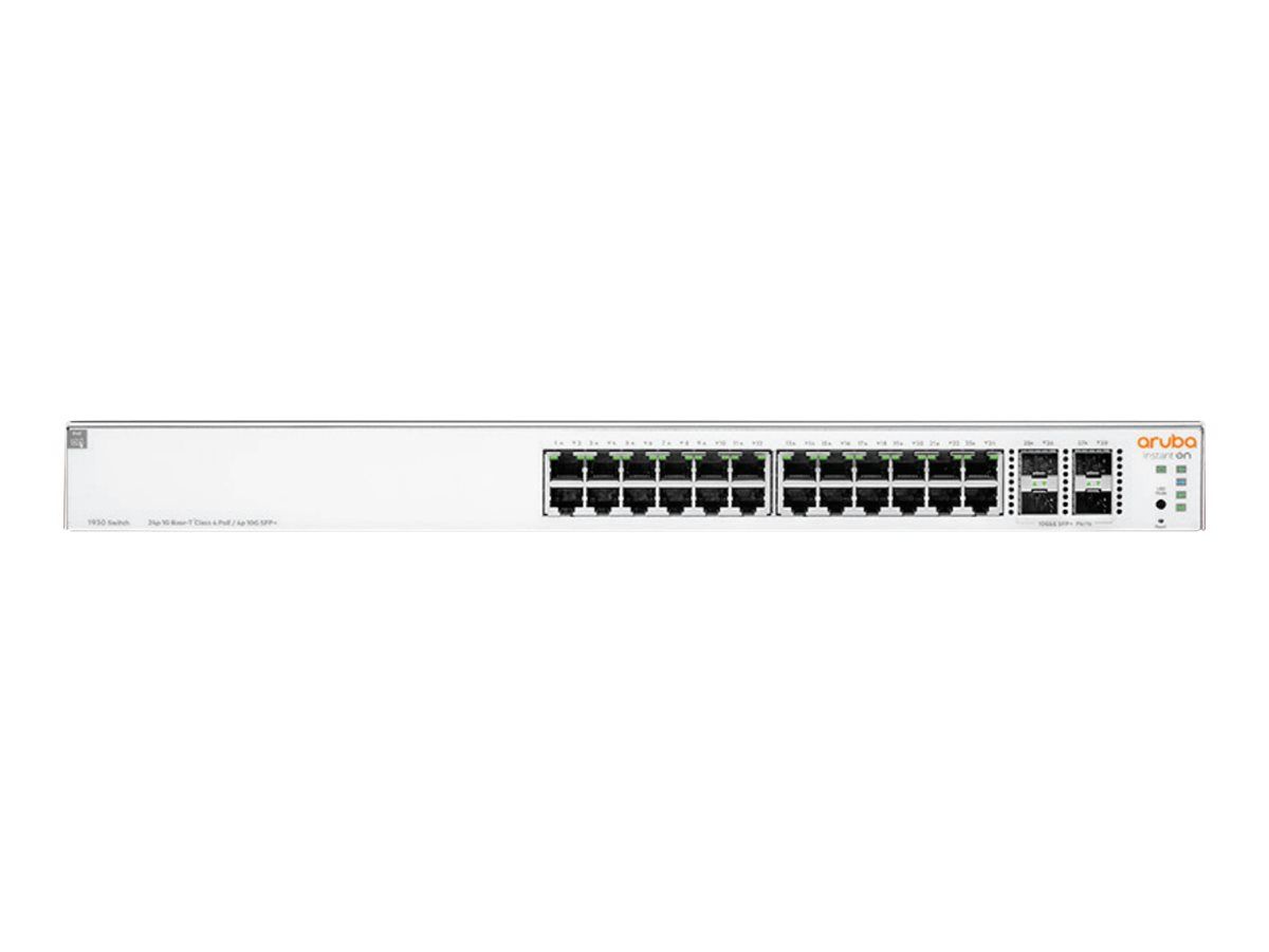 HPE Networking Instant On 1930 24G Class4 PoE 4SFP/SFP+ 195W Switch - Commutateur - C3 - Géré - 24 x 10/100/1000 (PoE) + 4 x 1 Gigabit / 10 Gigabit SFP+ - Montable sur rack - PoE (195 W)
