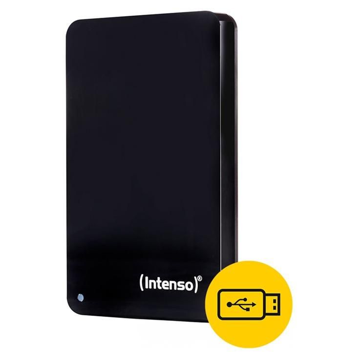 Disco duro externo Intenso de 2 TB - USB 3.2 Gen 1 - 5400 RPM - búfer de 8 MB - negro con llave USB de 64 GB