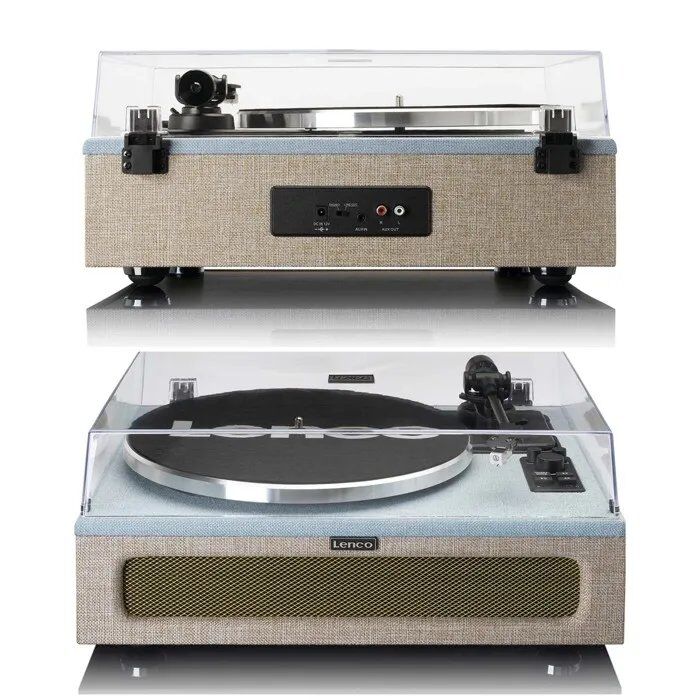 Platine Bluetooth Rétro vintage - 4 haut-parleurs intégrés Bleu et Taupe haute qualité