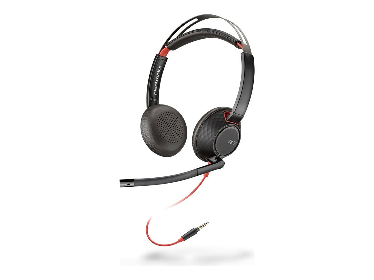 HP Poly Blackwire 5220 - Micro-casque - sur-oreille - filaire - jack 3,5mm - noir - Certifié Avaya, Certifié pour Skype for Business, certifié Cisco Jabber, Optimisé pour la CU