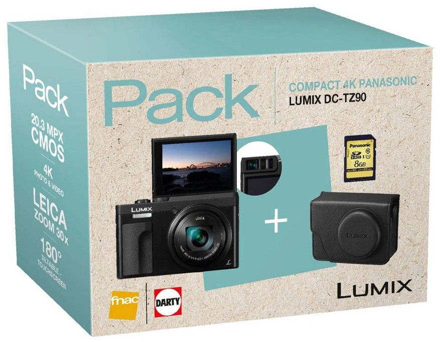 Panasonic Lumix TZ90K Noir + Etui + SD 8 Go