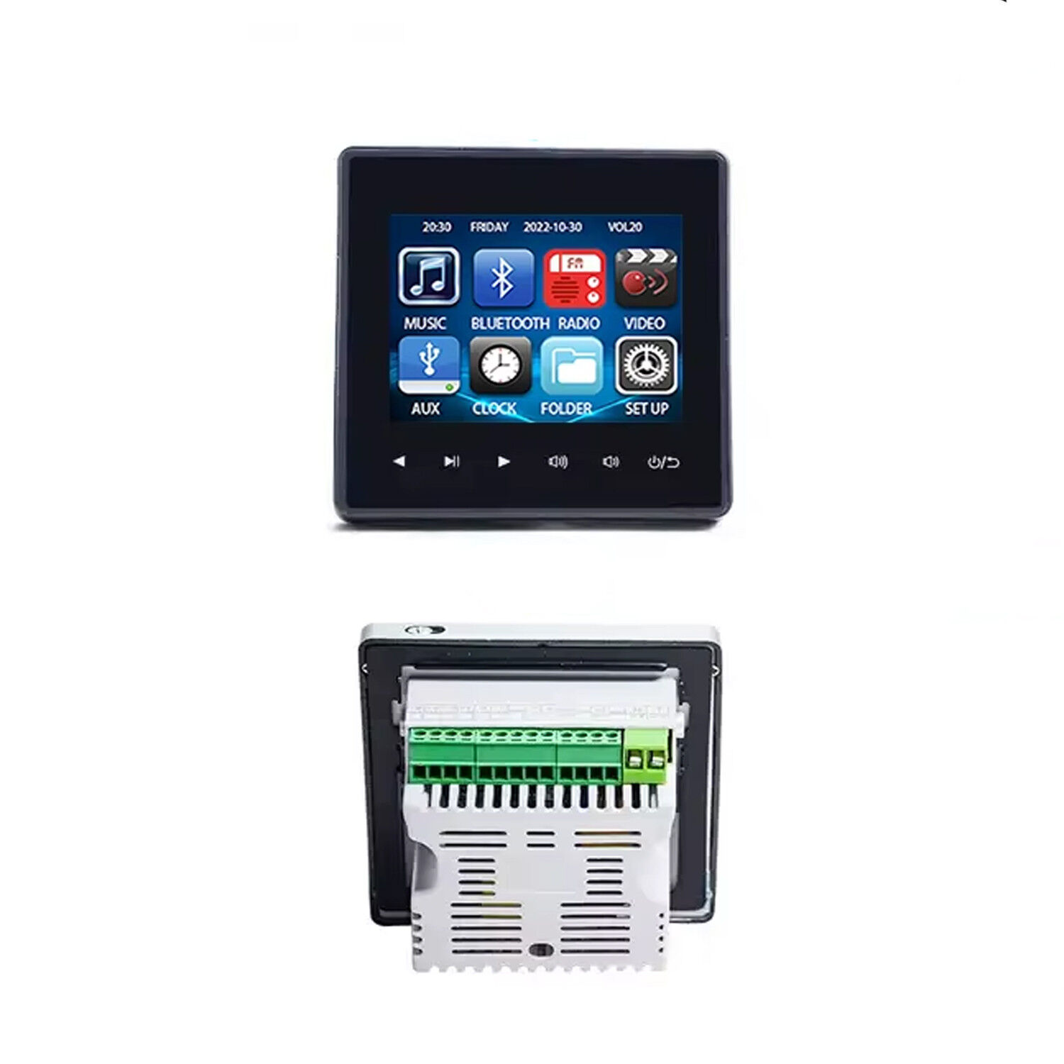 Amplificateur mural noir Bluetooth 4 x 25W TFT couleur USB , SD, entrée aux