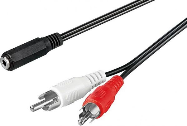 Câble JACK 3,5 stéréo femelle vers 2 RCA Macho 1,4mts Goobay