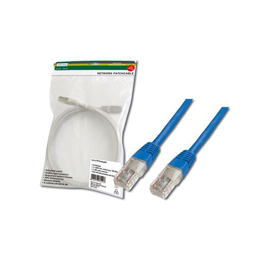 Câble Digitus Premium RJ-45, 5 m, Bleu, Cat 5e