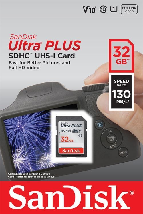 Carte mémoire SanDisk Ultra+ Sdhc UHS-I 32 Go V10²