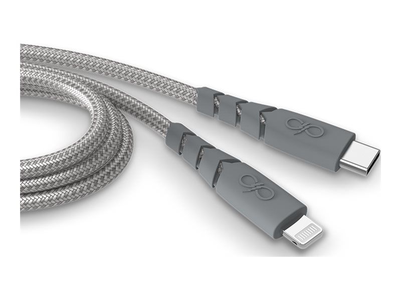 Force Power - Câble Lightning - USB-C mâle pour Lightning mâle - 1.2 m - Certifié MFI - gris - Prise en charge de Power Delivery, ultra renforcé, Charge rapide