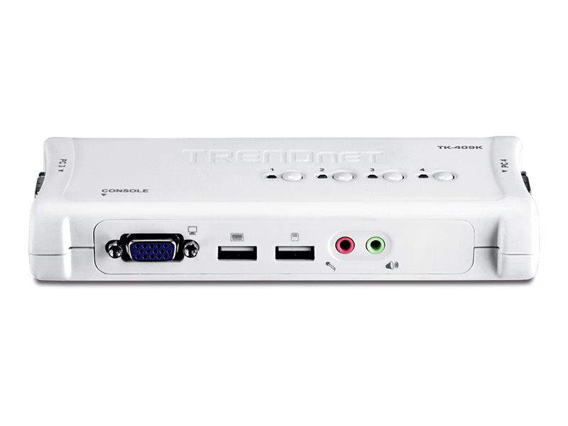 TRENDnet TK 409K - Commutateur écran-clavier-souris/audio/USB - 4 x KVM / audio / USB - 1 utilisateur local - de bureau