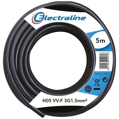 Câble H05vvf 3g1.5 5 m noir -