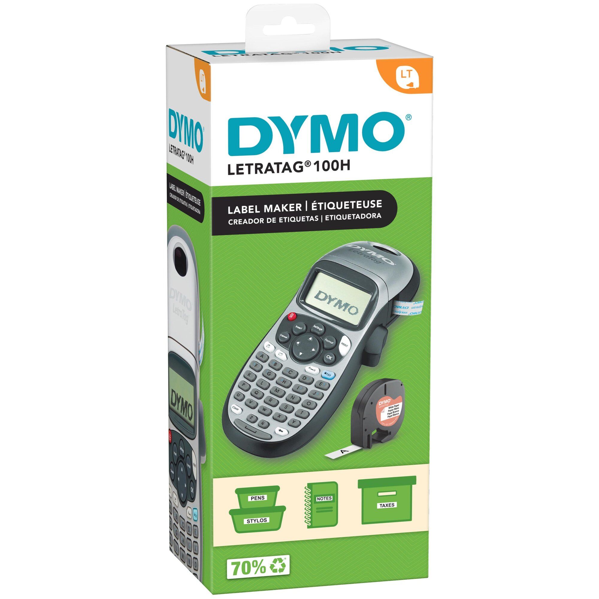DYMO LetraTag LT-100H étiqueteuse portative  Imprimante d'étiquettes autocollant thermique sans encre  avec clavier ABC  Argent