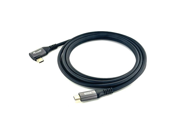 Equip USB 2.0 C to C 90 Degree Bend Cable, M/M, 3m, PD 100W, Black