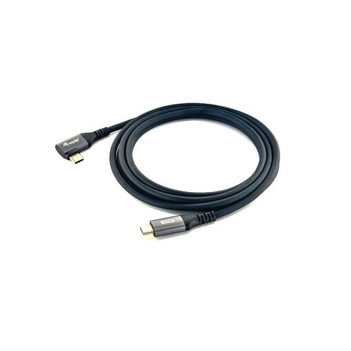 Cable Equip USB-C a USB-C Doble a 90°, M/M, 3m, PD 100W, Negro