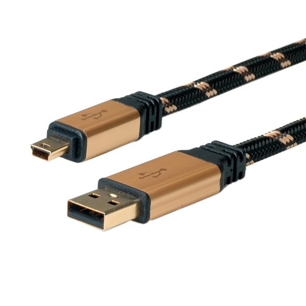 Roline Gold Câble Usb 2.0, Type A - Mini 5- Broches 1,8m