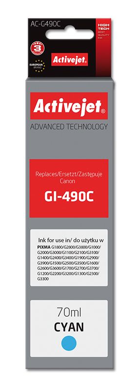 Activejet Encre Ac-g490c (remplacement De Canon Gi-490c Supreme 70 Ml