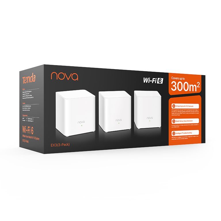 Tenda MX3(3-pack) Bi-bande (2,4 GHz / 5 GHz) Wi-Fi 6 (802.11ax) Blanc 1 Interne