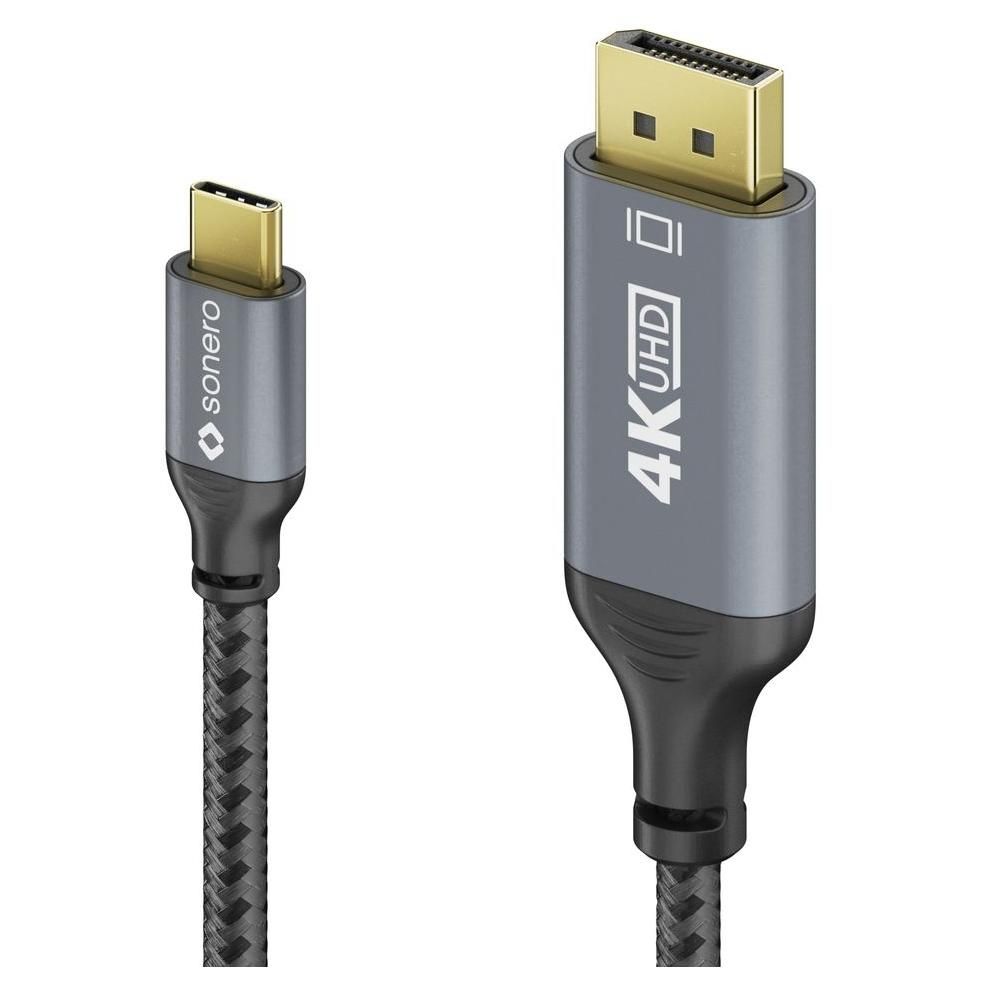 sonero SPC-V200-020 câble vidéo et adaptateur 2 m USB Type-C DisplayPort Noir, Gris