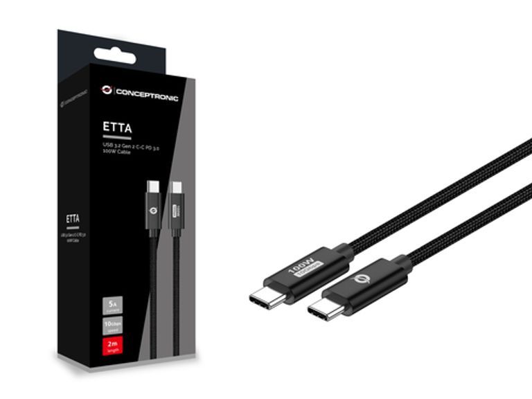 Conceptronic ETTA02B20 câble USB USB 3.2 Gen 2 (3.1 Gen 2) 2 m USB C Noir