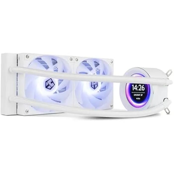 NOX XTREME PRODUCTS X-240 LCD WHITE - Refroidissement liquide ARGB avec écran LCD personnalisable, Intel et AMD, 2 ventilateurs