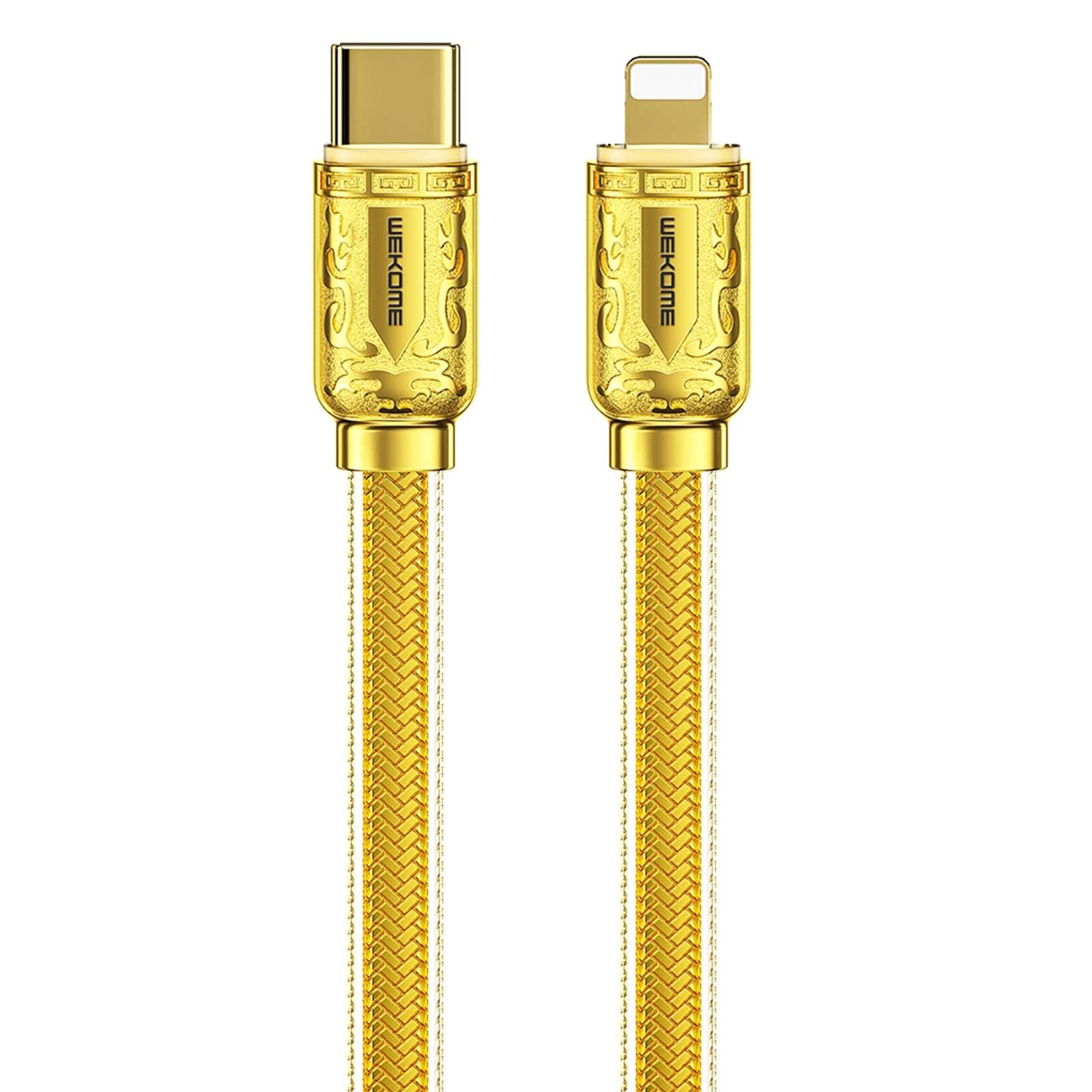 Câble USB-C vers Lightning PD 20W 1m Sakin Écran Numérique et Charge Rapide Wekome Dorée