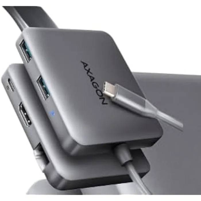 Hub USB - AXAGON - HMC-5HL - 2x USB-A - HDMI - LAN - USB 3.2 Gen 1 - PD 100W - Gris