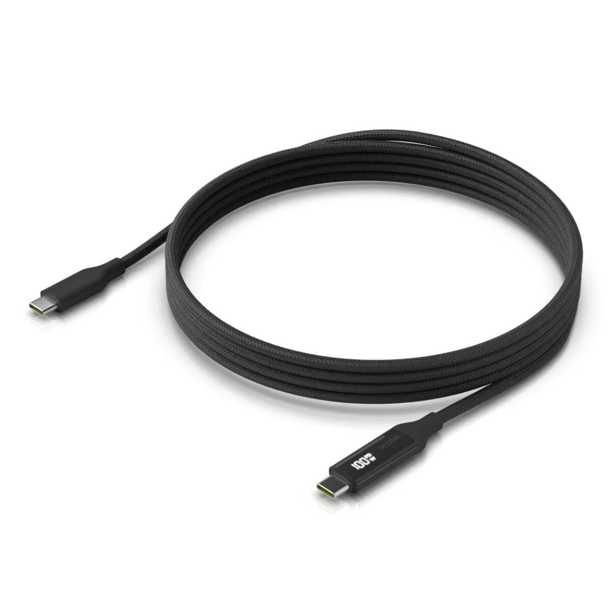 Câble Ubiquiti USB-C 2m 100W 480Mbps Noir avec Écran