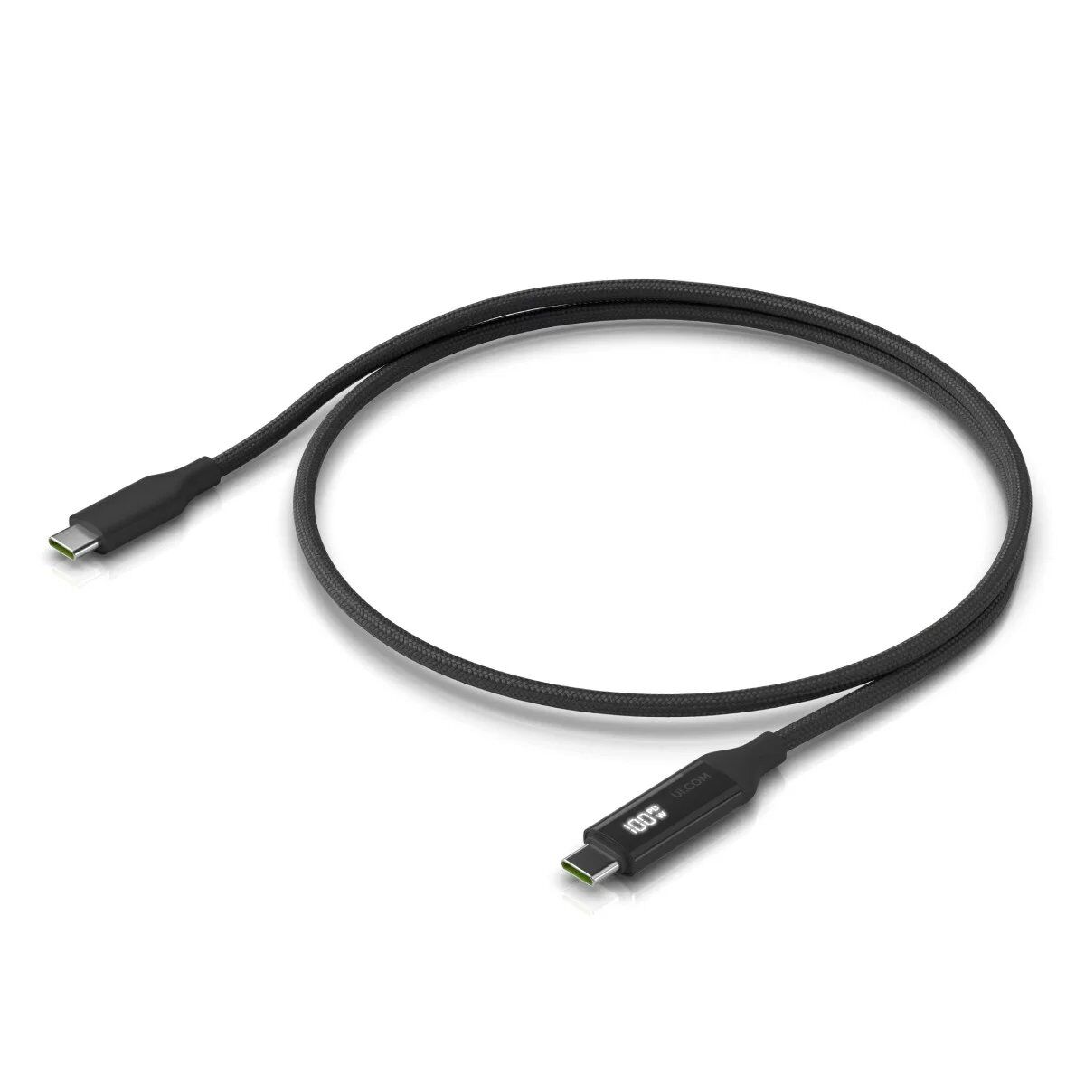 Câble Ubiquiti USB-C 1m 100W 480Mbps Noir avec Écran