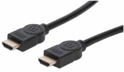 Manhattan HDMI Cable with Ethernet, 4K@60Hz (Premium High Speed), 3m, Male to Male, Black, Ultra HD 4k x 2k, Fully Shielded, Gold Plated Contacts, Lifetime Warranty, Polybag - Câble HDMI avec Ethernet - HDMI mâle pour HDMI mâle - 3 m - double...