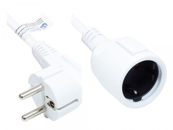 Alcasa P0102-W050 câble électrique Blanc 5 m Prise d'alimentation type E+F Prise d'alimentation type F
