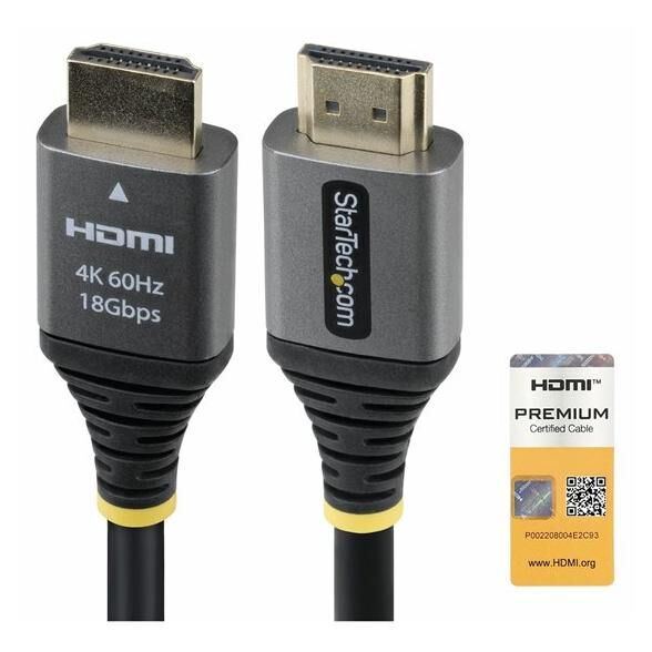 Startech - Premium High Speed - câble HDMI - HDMI mâle pour HDMI mâle - 1.5 m - blindé - noir et argent - support pour 4K60Hz, support 1 440 p (UWQHD) 144 Hz, support 1080 p 240 Hz, passif