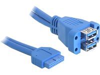 Delock USB 3.0 Pin Header - Câble interne USB vers externe - tête 19 broches USB 3.0 (F) pour USB type A (F) - 45 cm - bleu