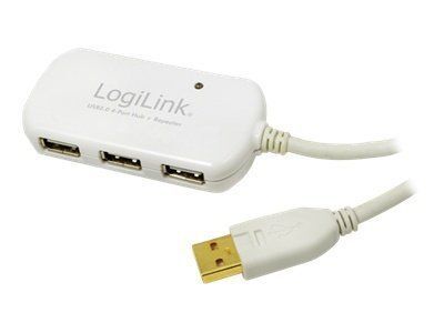 LogiLink USB 2.0 Hub 4-Port with repeater cable - Concentrateur (hub) - 4 x USB 2.0 - Ordinateur de bureau