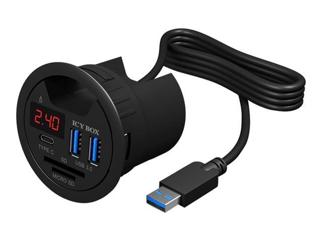 ICY BOX IB-Hub1404 - Concentrateur (hub) - 2 x SuperSpeed USB 3.0 + 1 x USB-C - possibilité de montage encastré