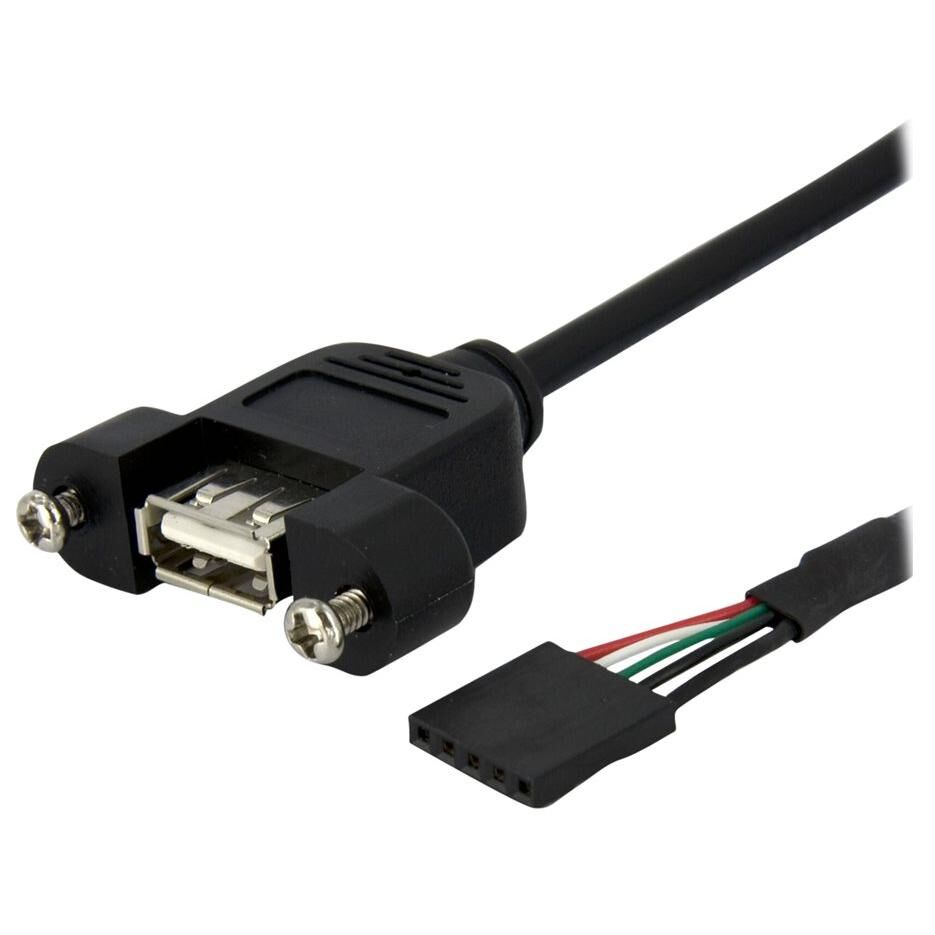 StarTech.com Câble USB Montage sur Panneau A (F) vers Header Carte Mère A (F) Interne - Extension Panneau Montage USB F/F - Port USB A, 91 cm - Câble interne USB vers externe - connecteur 2.0 USB 5 broches (F) pour USB (F) - 90 cm - noir