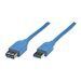 Manhattan USB-A to USB-A Extension Cable, 2m, Male to Female, Blue, 5 Gbps (USB 3.2 Gen1 aka USB 3.0), SuperSpeed USB, Lifetime Warranty, Polybag - Rallonge de câble USB - USB type A (M) pour USB type A (F) - USB 3.0 - 2 m - moulé - bleu