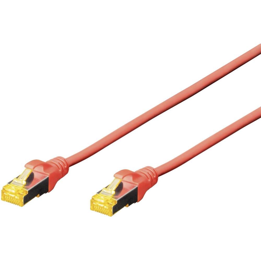 DIGITUS - Cordon de raccordement - RJ-45 (M) pour RJ-45 (M) - SFTP - CAT 6a - démarré, sans halogène, sans crochet - rouge