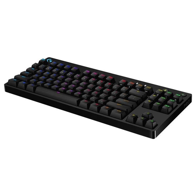 Logitech Pro - Clavier - backlit - USB - QWERTY - R.-U. - commutateur : GX Blue Clicky - noir