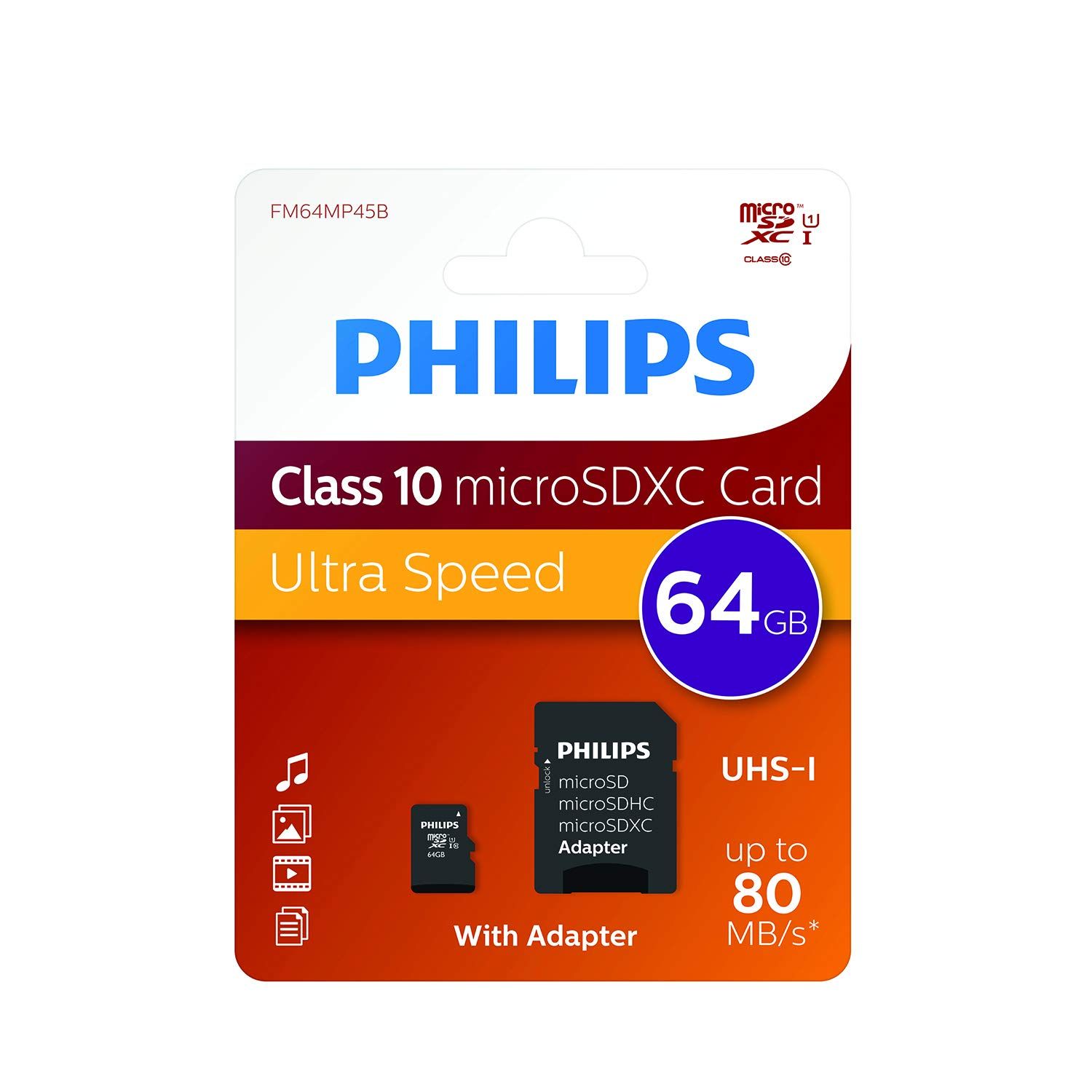Carte microSDXC Philips FM64MP45B/00 64 Go Class 10 1 pc(s)