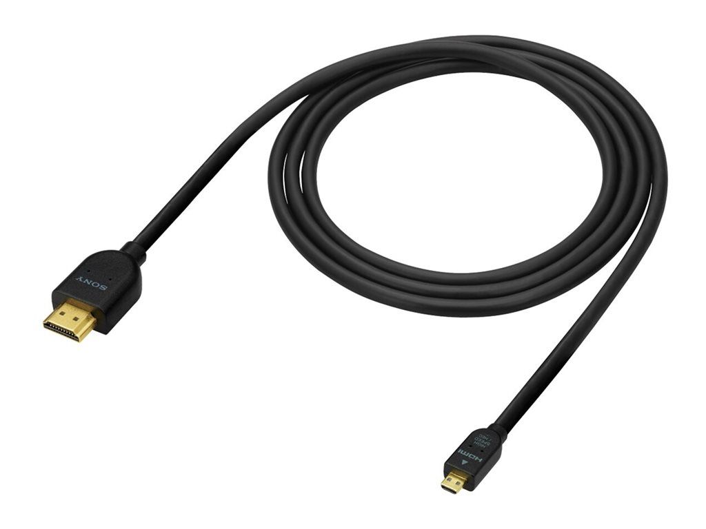 Sony DLC-HEU15 - Câble HDMI avec Ethernet - 19 pin micro HDMI Type D mâle pour HDMI mâle - 1.5 m - pour Cyber-shot DSC-RX10, RX100; Handycam FDR-AX43, AX45, AX60; a6100; a6400; a7C; a9 II