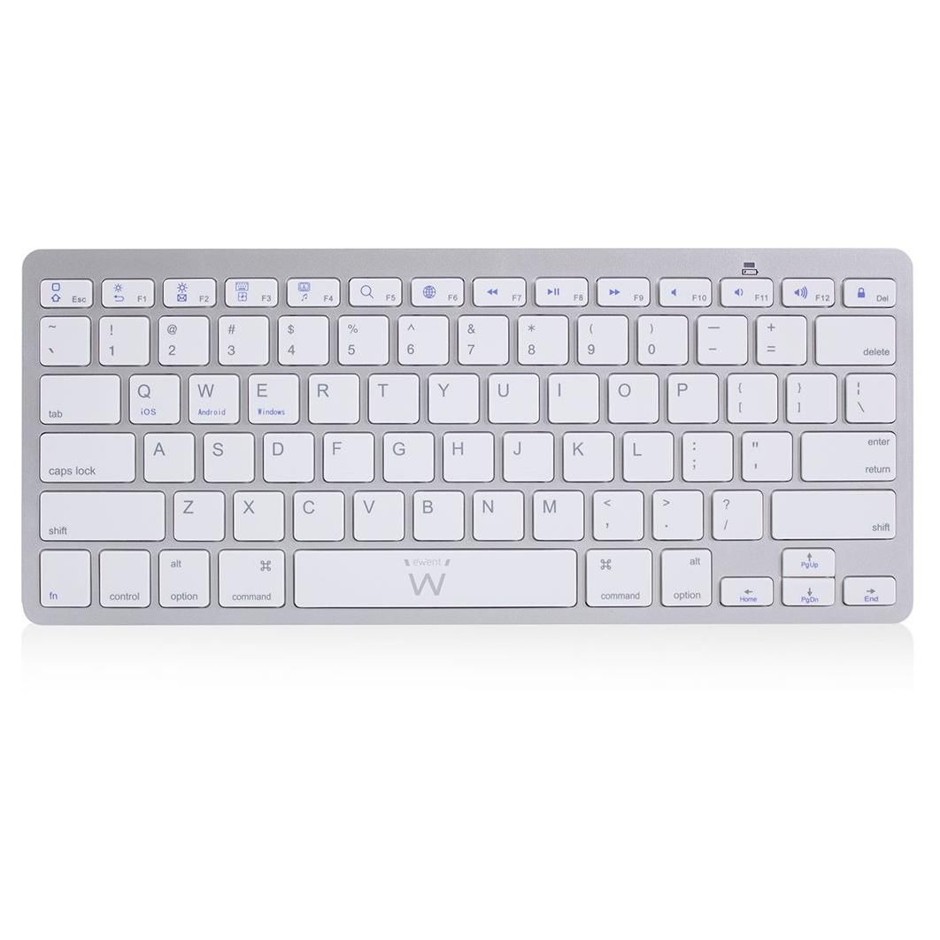 Ewent EW3161 - Clavier - Ultra-mince - sans fil - Bluetooth - QWERTY - Espagnol - blanc argenté - Pour la vente au détail - boîte