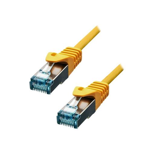 Cable de conexión ProXtend RJ-45 (M) a RJ-45 (M) - 50 cm, 6 mm, S/FTP CAT 6a, sin halógeno, moldeado, sin gancho, bloqueado - amarillo