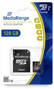 MediaRange MR945 - Carte mémoire flash (adaptateur microSDXC vers SD inclus(e)) - 128 Go - UHS-I / Class10 - microSDXC - noir