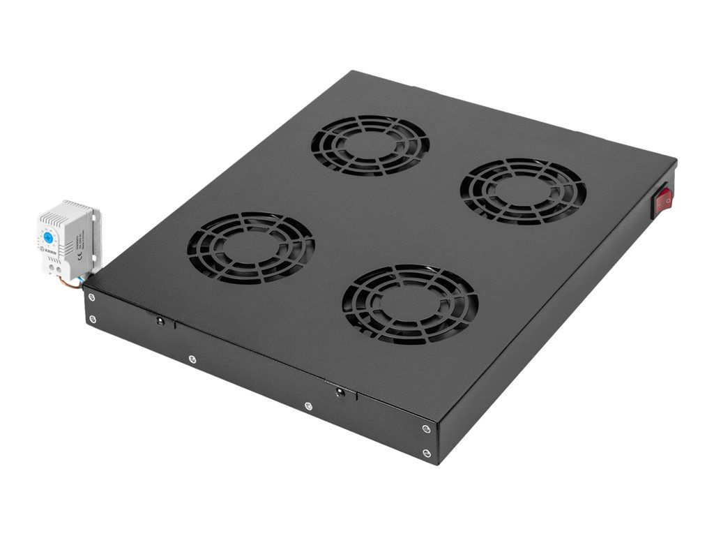 DIGITUS Professional Line DN-19 FAN-4-HO-SW - Tiroir pour ventilateur en rack - avec 4 ventilateurs de refroidissement - noir - 19" - pour P/N: DN-19 22U-6/6-EC, DN-19 47U-6/8, DN-19 SRV-42U-GD...