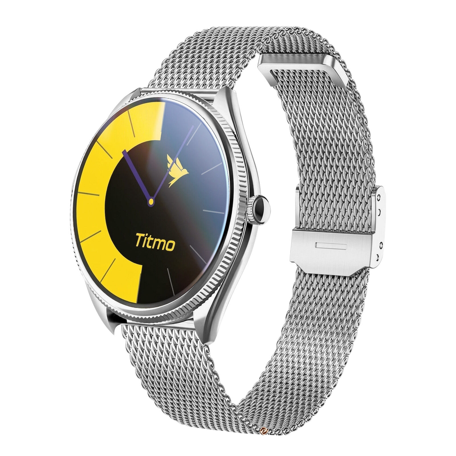 Montre Connectée Appel avec Écran AMOLED Suivi Sport Santé IP68 Titmo Argent