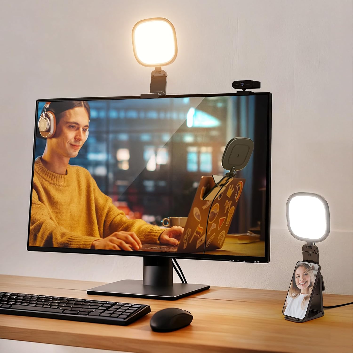 NEEWER BASICS Barre Lumineuse pour Moniteur 5"" 10W avec Support, Panneau LED USB Bicolore, CRI95, éclairage Plein écran pour Ordinateur Portable, Webcam, Vidéoconférence, Zoom, Appels, Streaming, NL10